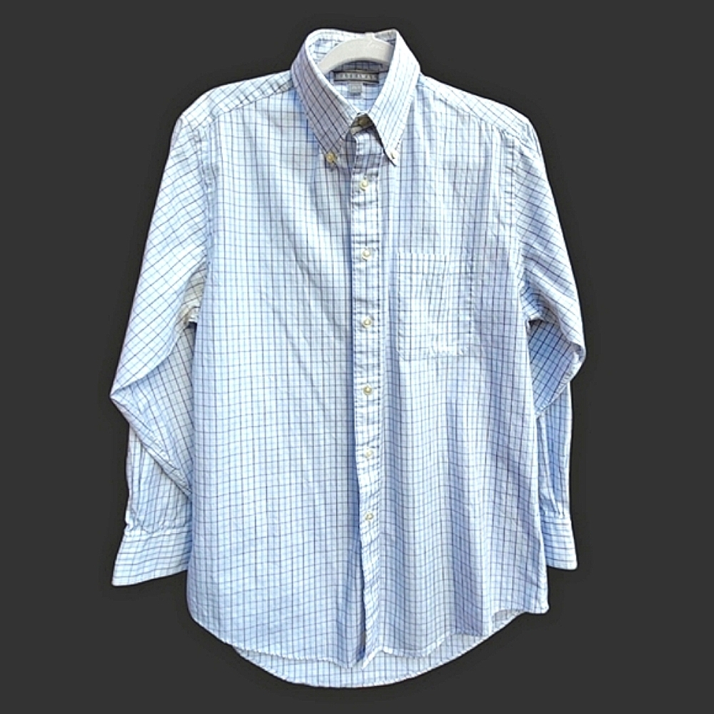 Hathaway Vintage  White & Blue Checkered Button Down Shirt